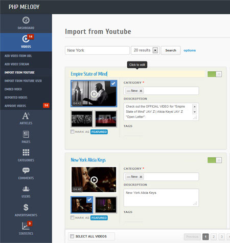Importing videos from YouTube.com with PHP Melody - Video CMS